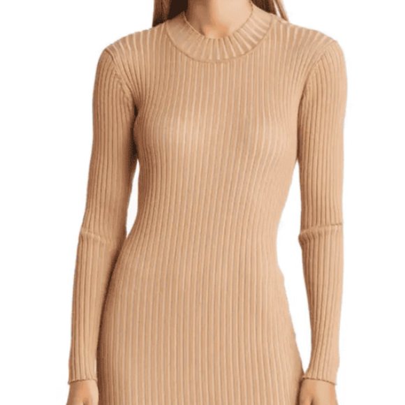 SALE - Vero Moda Ribbed Open Back Mock Neck Bodycon Dress, size Large, NWT - Picture 1 of 7